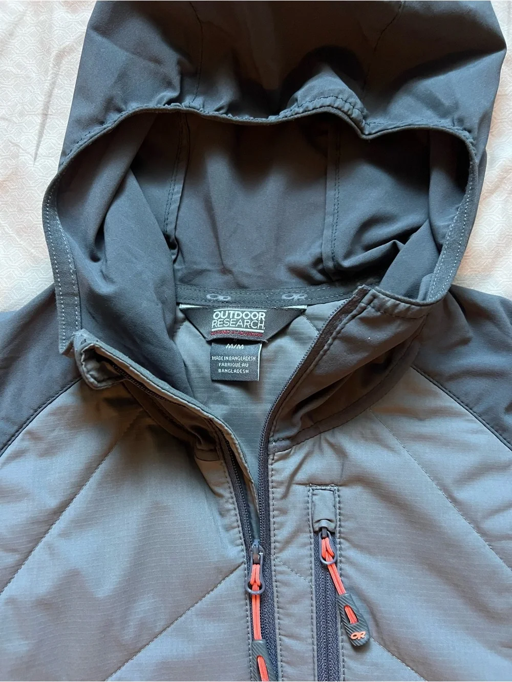 Outdoor Research M Refuge Hybrid Zippered Grey Hoodie